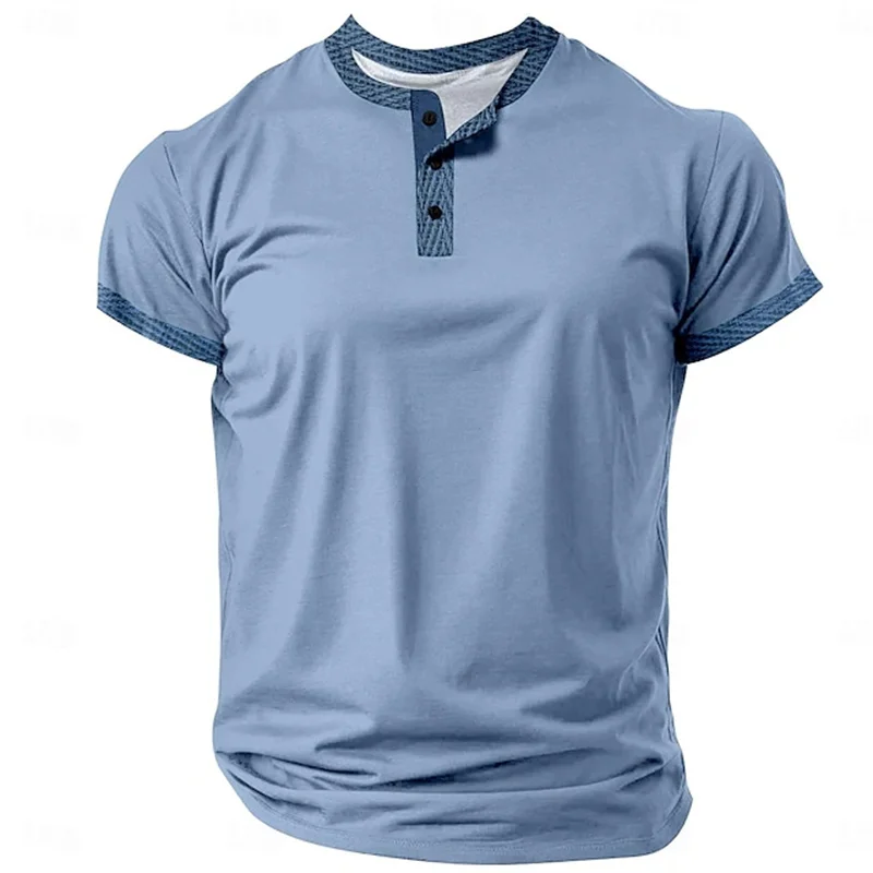 Sommer Herren Pullover Boutique Farbverlauf Bedruckt Atmungsaktiv Knopfleiste Pullover Herrenbekleidung 3D Waffel Kurzarm Mode-Oberteil – Detail 9