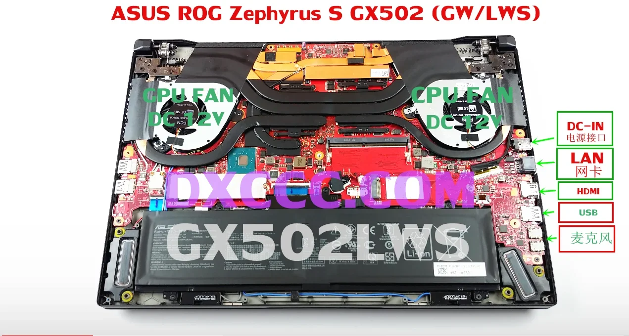 GX502 13NR02U0T02011 ل ASUS ROG Zephyrus S GX502 GX502GW GX502LWS GU502LWS مروحة تبريد وحدة المعالجة المركزية