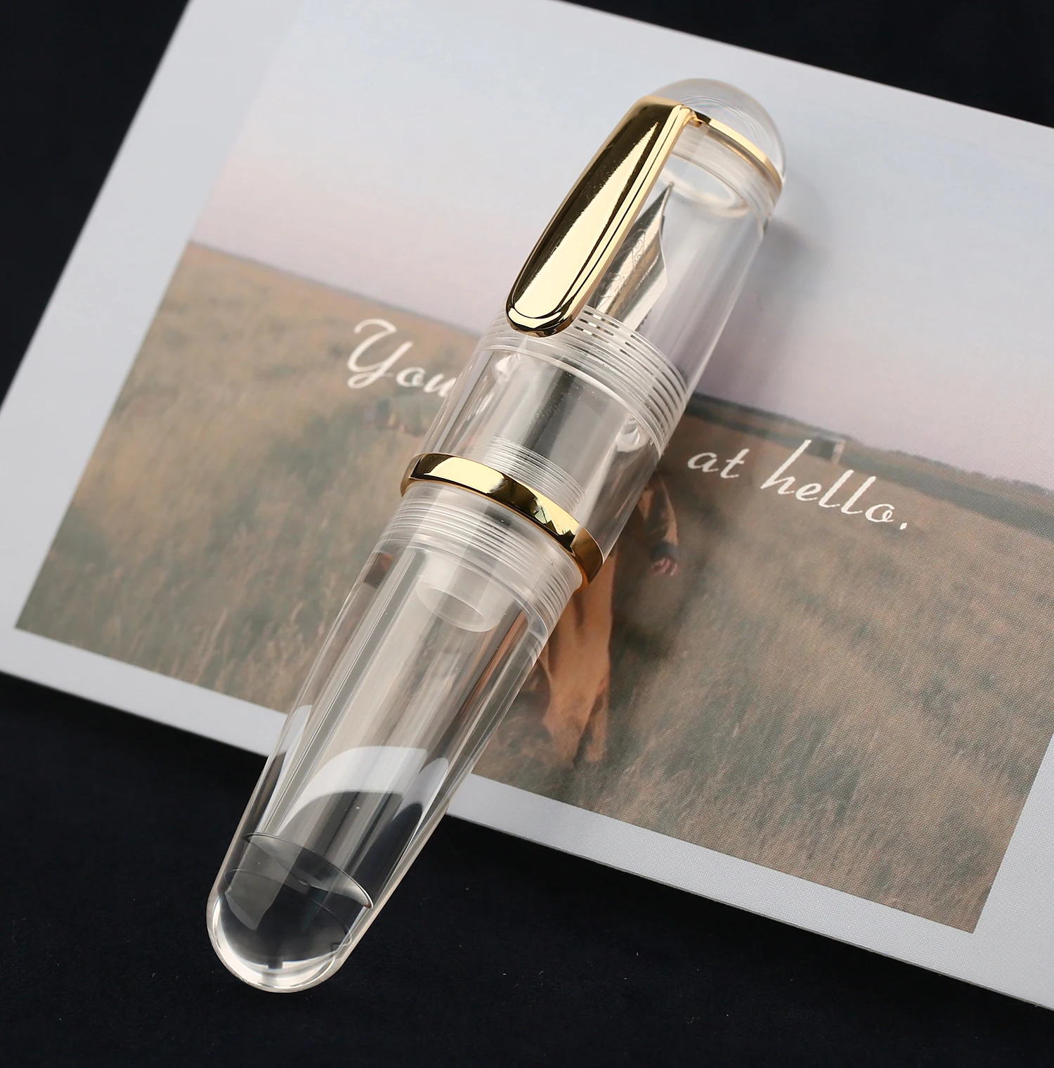 MAJOHN Q1 Acrylic / Wood Mini Fountain Pen Resin Transparent Portable Ink Pen Iridium EF/F Nib Palm Short Writing Gift Set