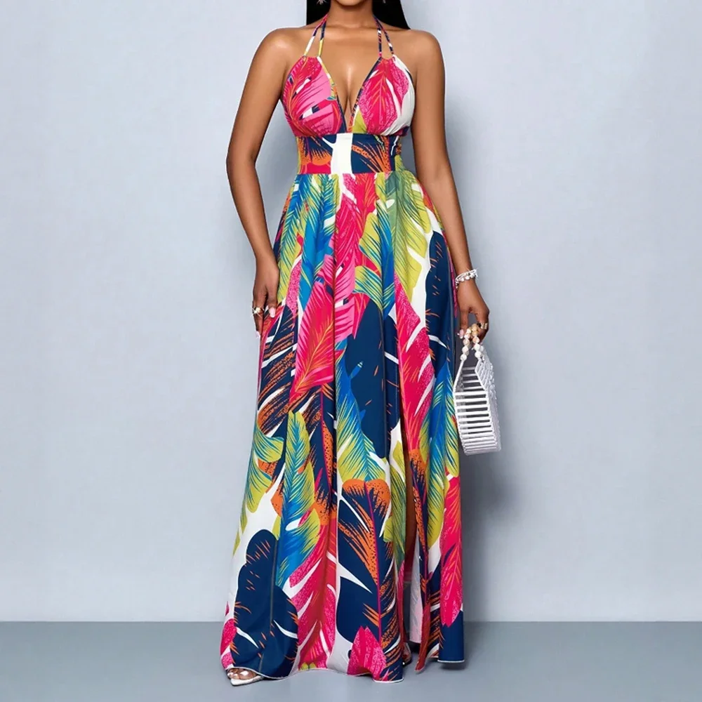 CPSYMYM Abiti da donna estivi eleganti alla moda Doodle Maxi senza maniche con scollo a cuore Cami Abiti da appuntamenti dolci