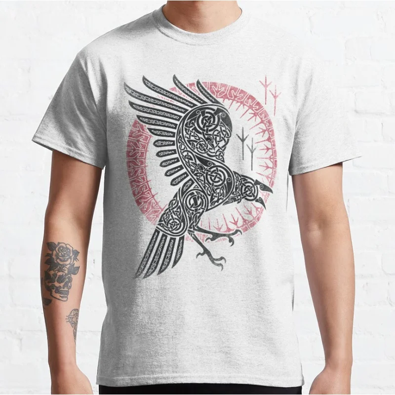 

RAGNAR'S RAVEN Nordic Runes Celtic Knots Valhalla Viking style Norse Mythology God Graphic T Shirts large size Adult tops S-6XL