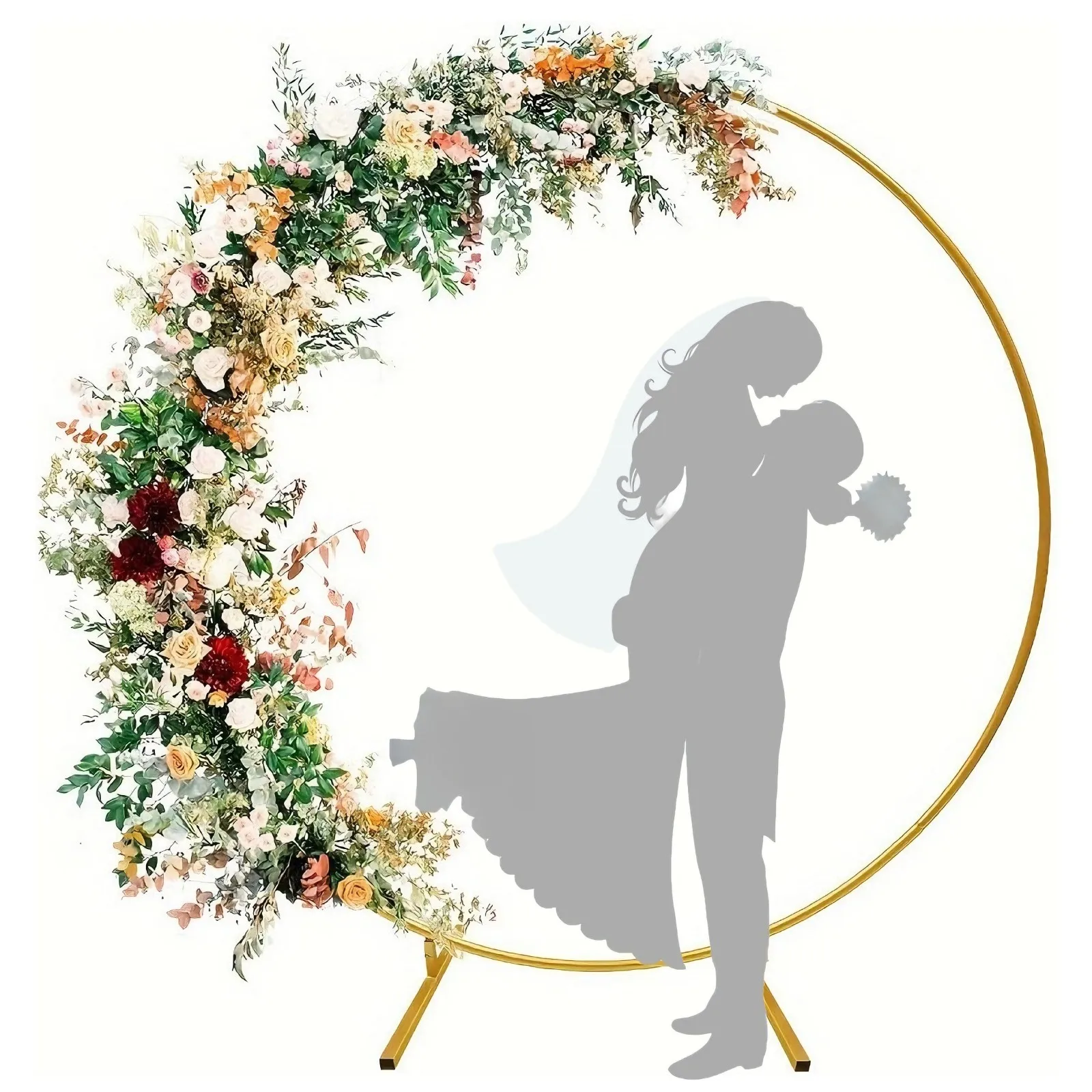 Arche de mariage en métal de 7,2 pieds, support de toile de fond rond, cadre pour ballons et fleurs, pour cérémonie de mariage, fête, baby shower, décorations d'anniversaire