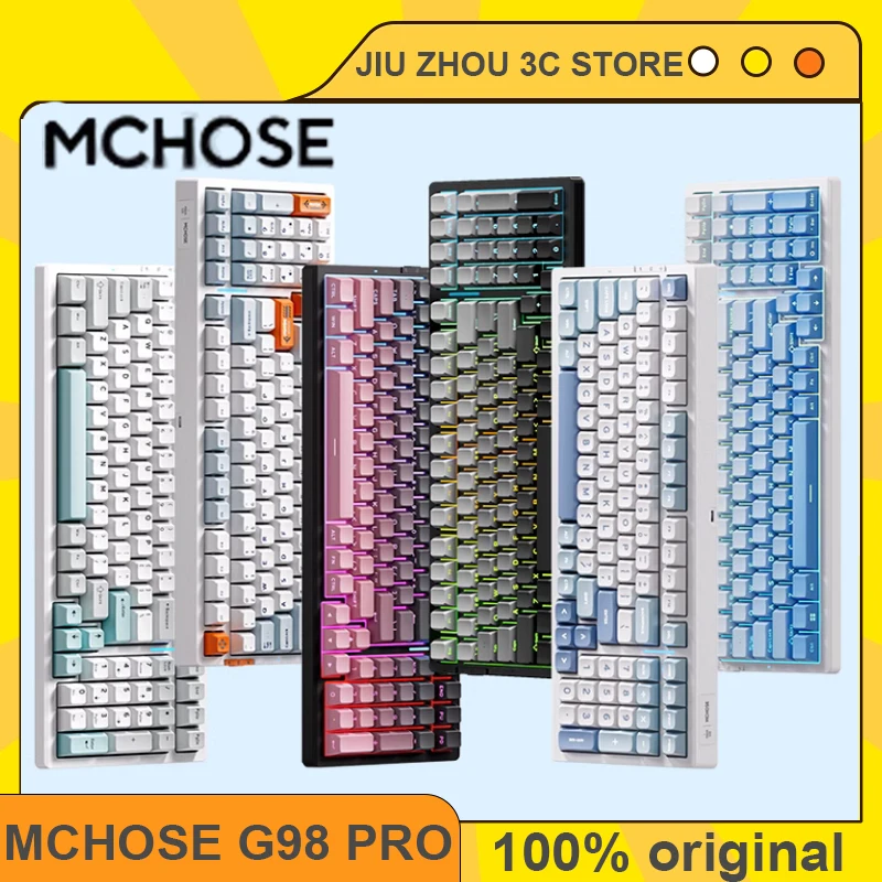 MCHOSE G98 Pro Mechanical Keyboard Wired/2.4G Wireless/Bluetooth Three Mode RGB Gasket 8000mAh 99 Keys PC Gaming Keyboard Custom