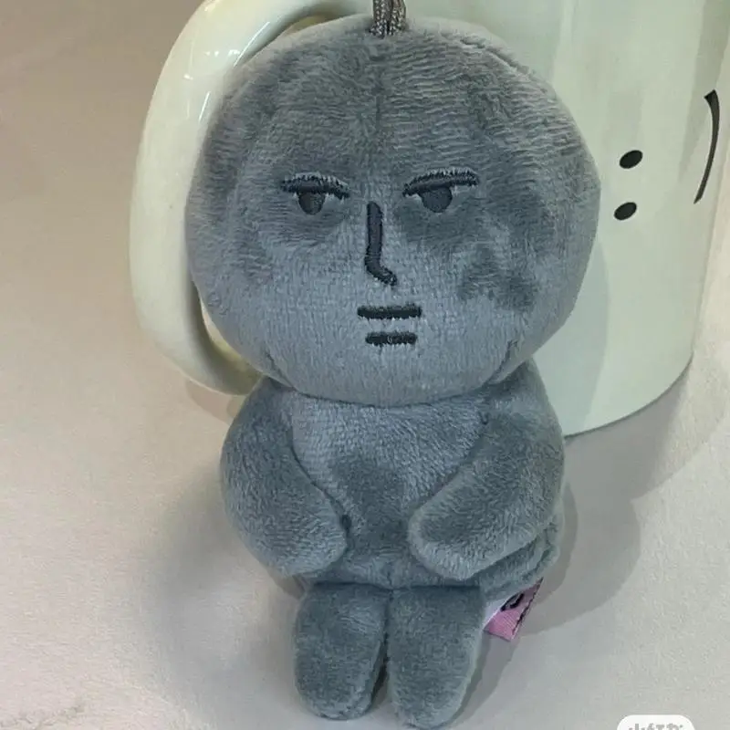 Cute Plush Keychain Gray Stuffed Keyring Pendant Doll Pendant for Kids and Adults Emotional Backpack Accessory Purse Bag