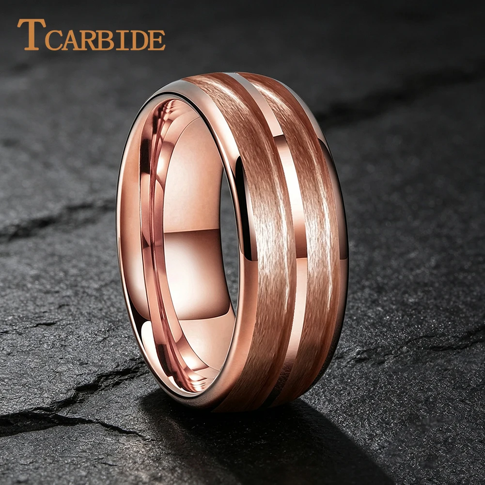 TCarbide 6/8mm Width Dome Tungsten Blanks, 2.5mm Inlay Groove Unfinished Tungsten Carbide Ring Blank for Jewelry Inlay Craft