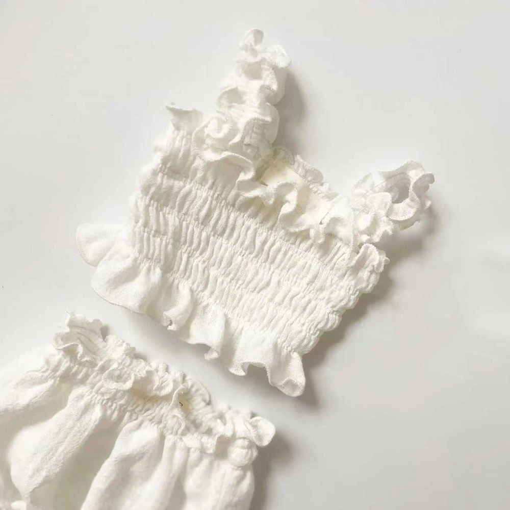 الوليد الطفل التصوير الزي 2 قطعة كشكش الأعلى مع البنطلونات مجموعة الرضع صورة تبادل لاطلاق النار الملابس لينة القطن استحمام الطفل هدية الدعائم #3