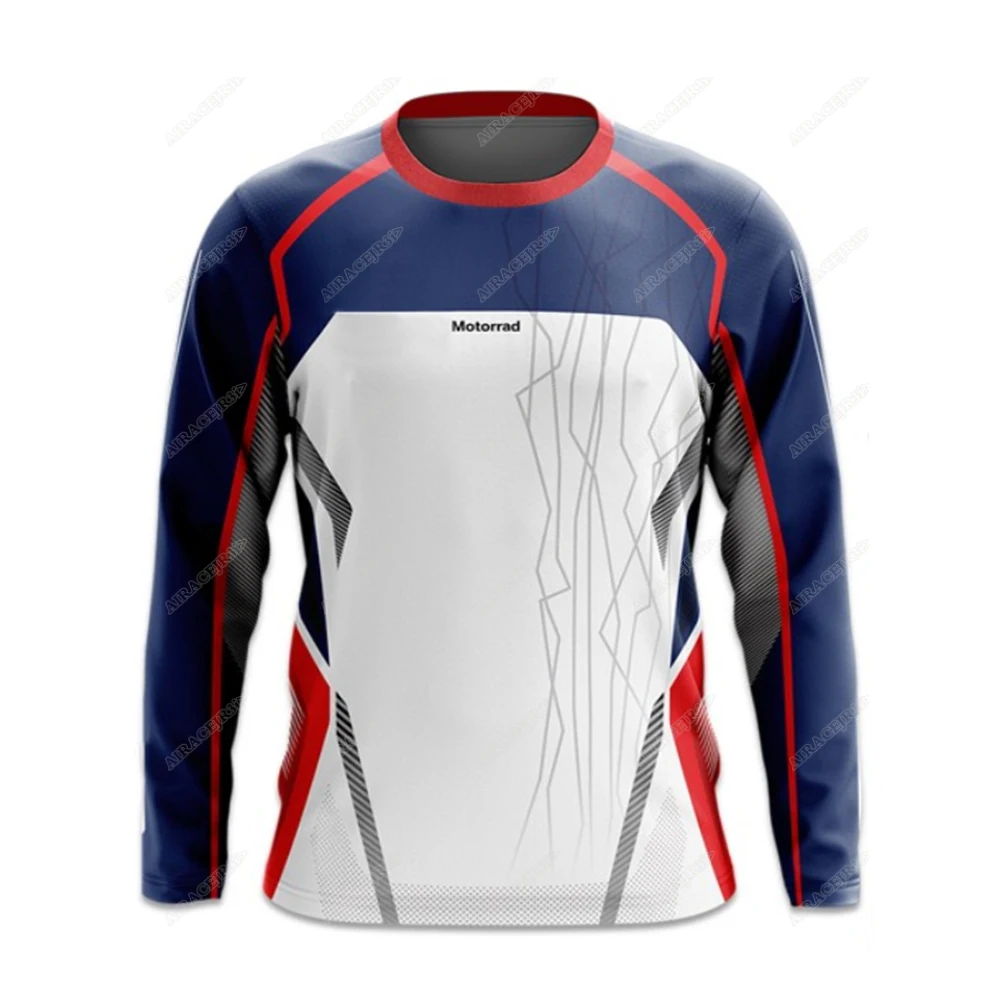 For BMW Motorrad Long Sleeve T-Shirt Motorsport Racing Motorcycle Riding Travel Quick Dry Mens White Summer Anti-UV Jerseys