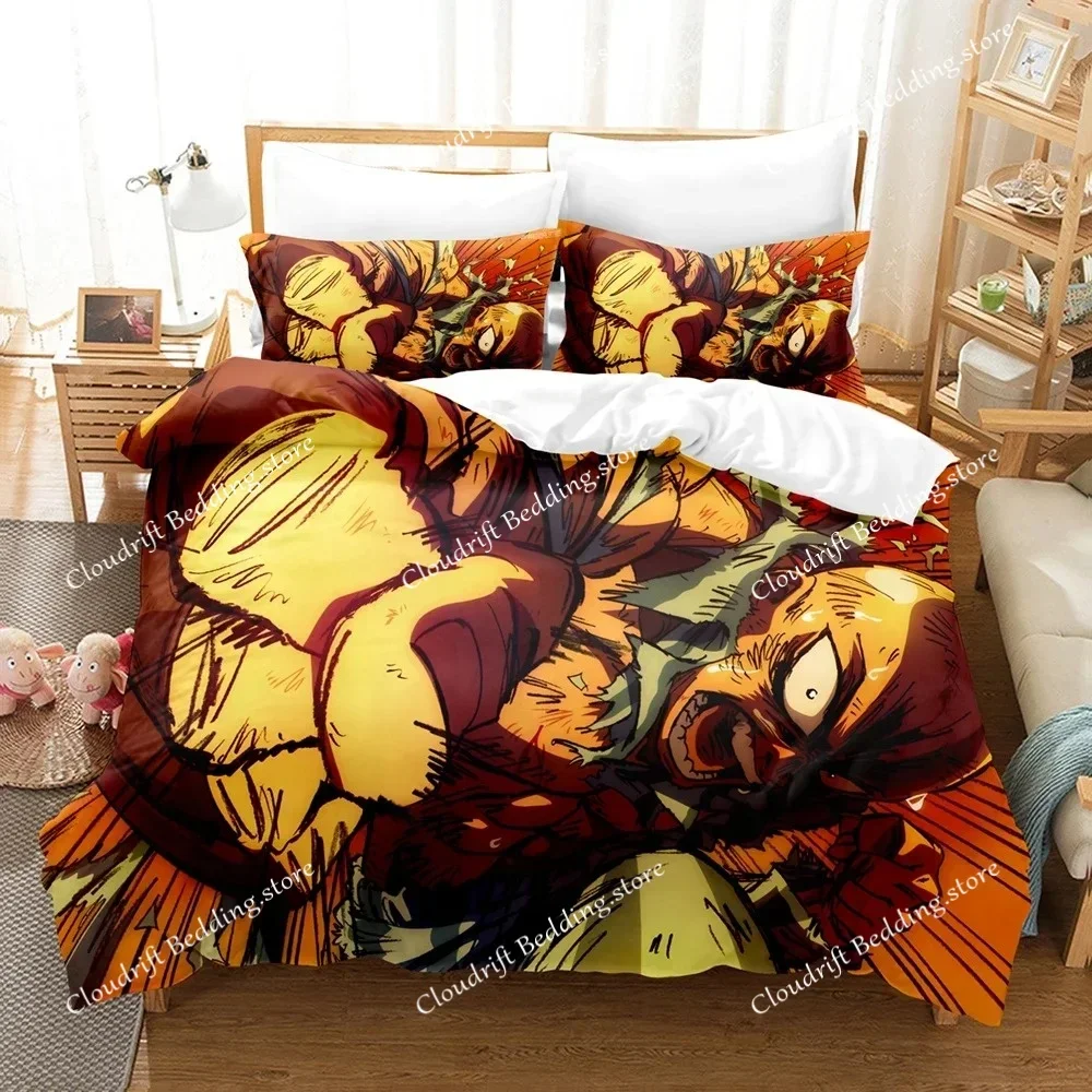 New Anime One Punch Man Duvet Cover Sets Pillowcase Bedding Set Kids Children Gift Girls Twin Full Queen King Size Bed Linen026