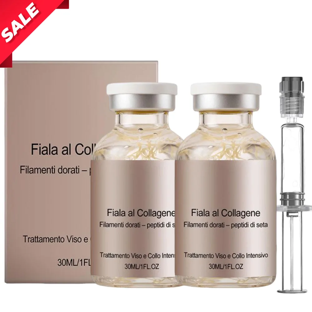 Kollagen-Seidenpeptid Straffendes Ampullen-Serum 30ml, Feuchtigkeitsspendendes Gesichtsserum für Trockene Haut, Glättet Feine Linien & Stellt die Elastizität Wieder Her Hautpflege