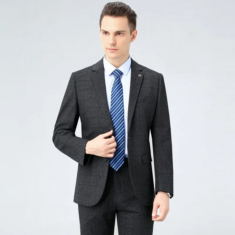 

ZX238Wool suit men's business suit winter checkered wedding best man groom wedding suit suit