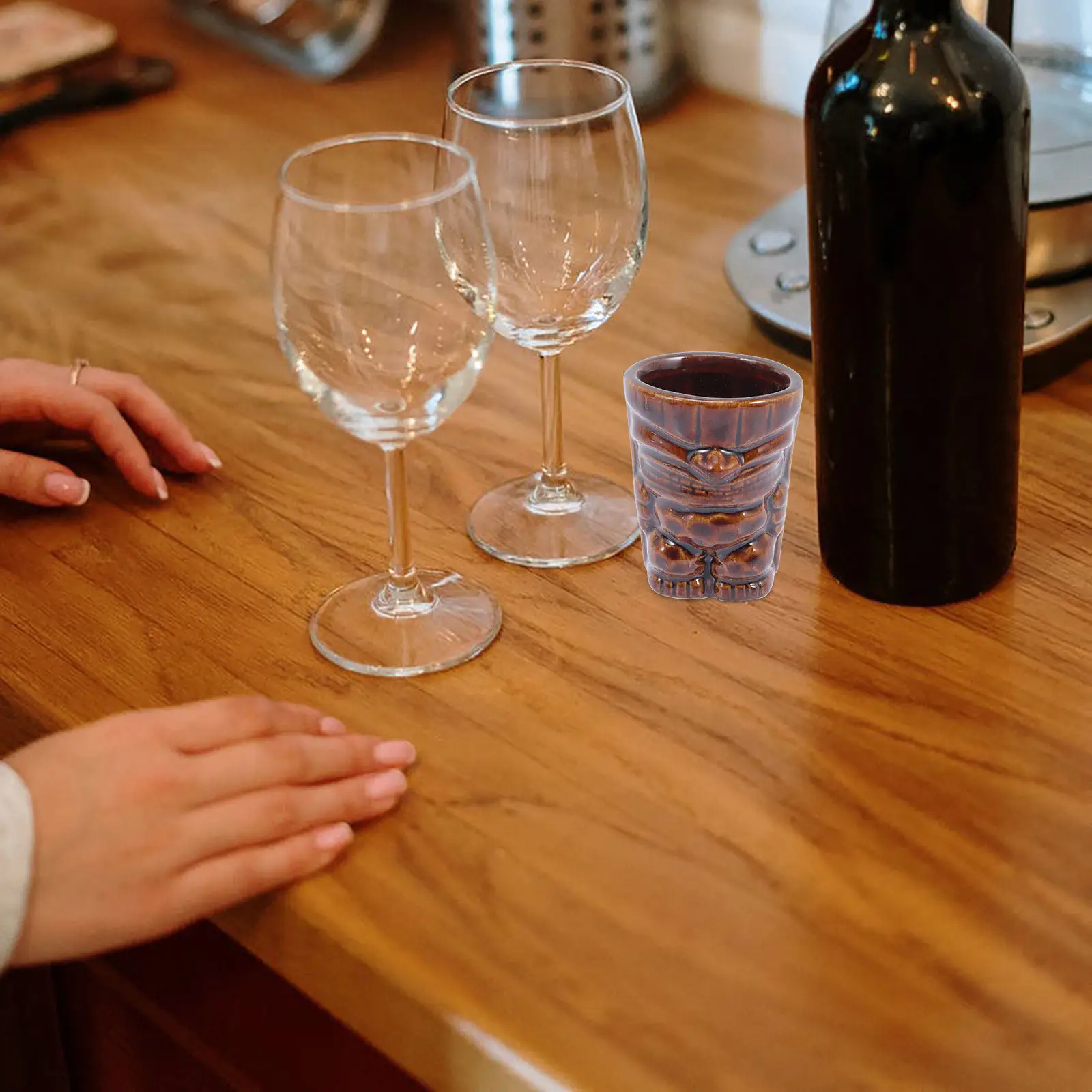 Tiki Mug Ceramic Cocktail Cup Small Wine Cup Repeated Use Smooth Touching Feeling for Parties Tiki Mug Mini Cups