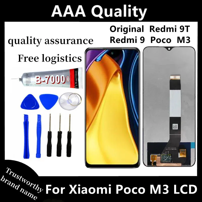 

New Original 6.53 " Display For Xiaomi Poco M3 LCD Display Touch Screen Digitizer Assembly For Redmi 9T J19S M2010J19SG LCD