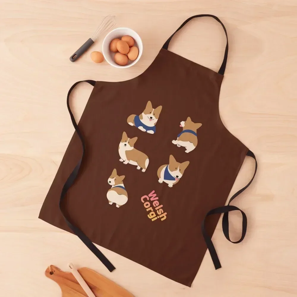

Welsh Corgi Apron Trim Cloth christmas kitchen nail tech supplies Waterproof Kitchen Woman Apron