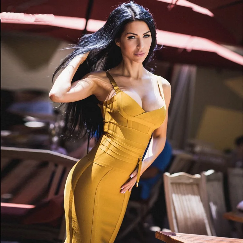 Strappy Sexy Sheath Dress Women Sleeveless Waist-Cinching Sexy Bodycon Bandage Dress Summer Sexy Camis Midi Dress