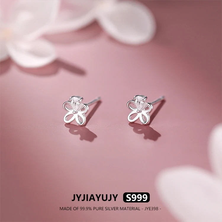 

JYJIAYUJY 100% цельно оригинальные серьги-гвоздики из чистого серебра S999 в наличии 6 мм цветок циркон модные ювелирные изделия подарок на каждый день JYE398