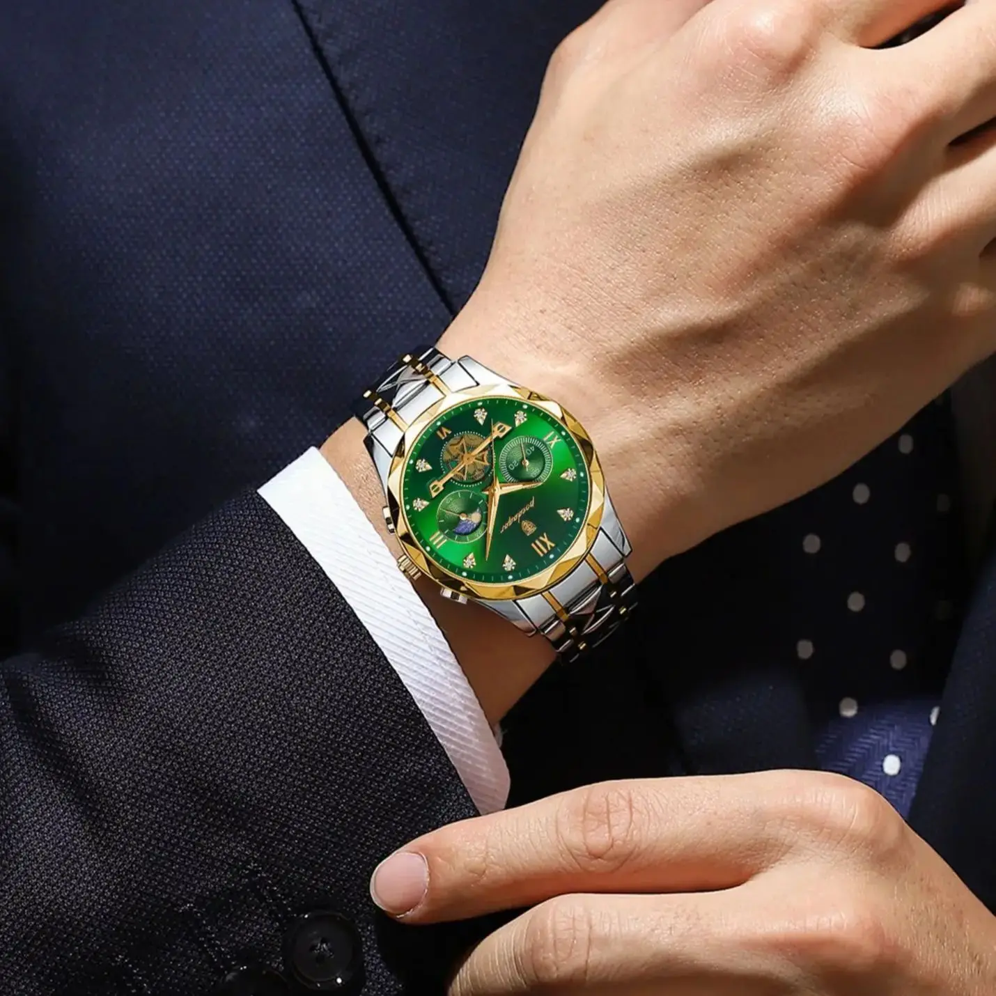 POEDAGAR الأصلي أزياء الرجال ساعة اليد كرونوغراف من الفولاذ المقاوم للصدأ رجل ووتش للماء مضيئة العسكرية ساعات كوارتز رجالية