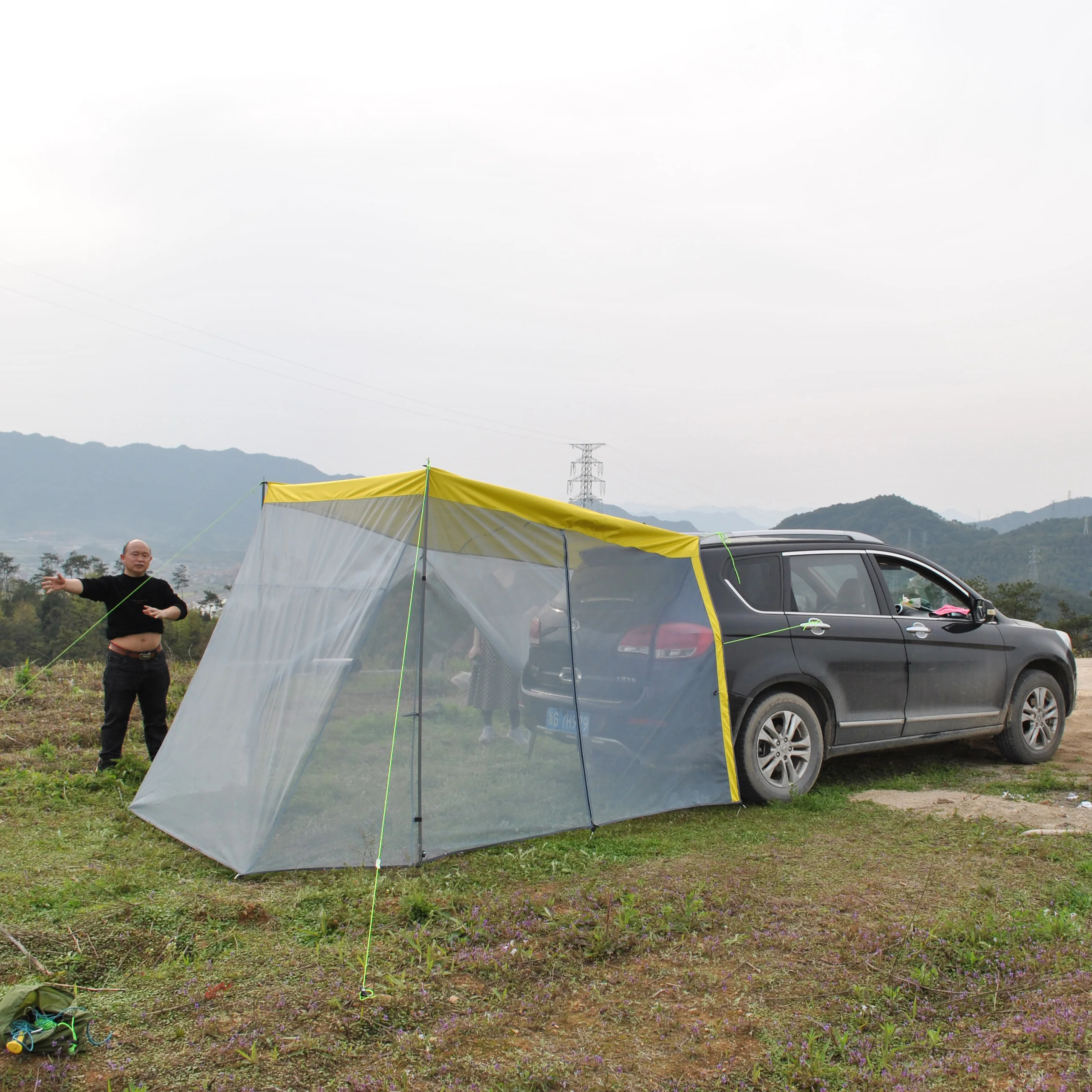 

CZX-580 Car Rear Tent Awning - Sun Shelter, Portable Waterproof Roof Top Tent for SUV, Mosquito Net, Camping Outdoor car tent