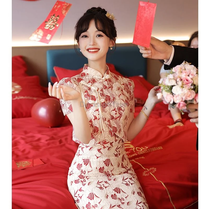 

2025 improved chinese style party qipao grand banquet vintage temperament chinese qipao elegant retro fashionable evening dress