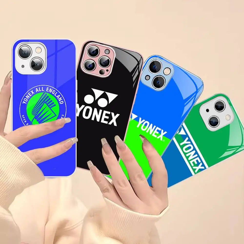 Funda de vidrio templado Y-Yonex para bádminton, a la moda, para Iphone 14, 13, 12, 11 Pro, Mini, XS, MAX, 14Plus, X, XS, XR