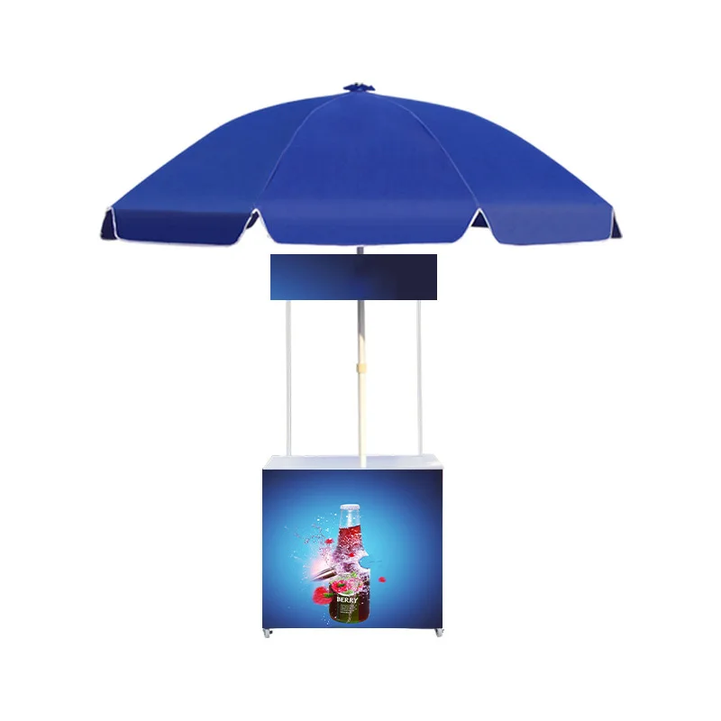 

Portable Trade Show Counter PP Advertising Display Promotion Counter Pop up Promotion Counter Table With Umbrella