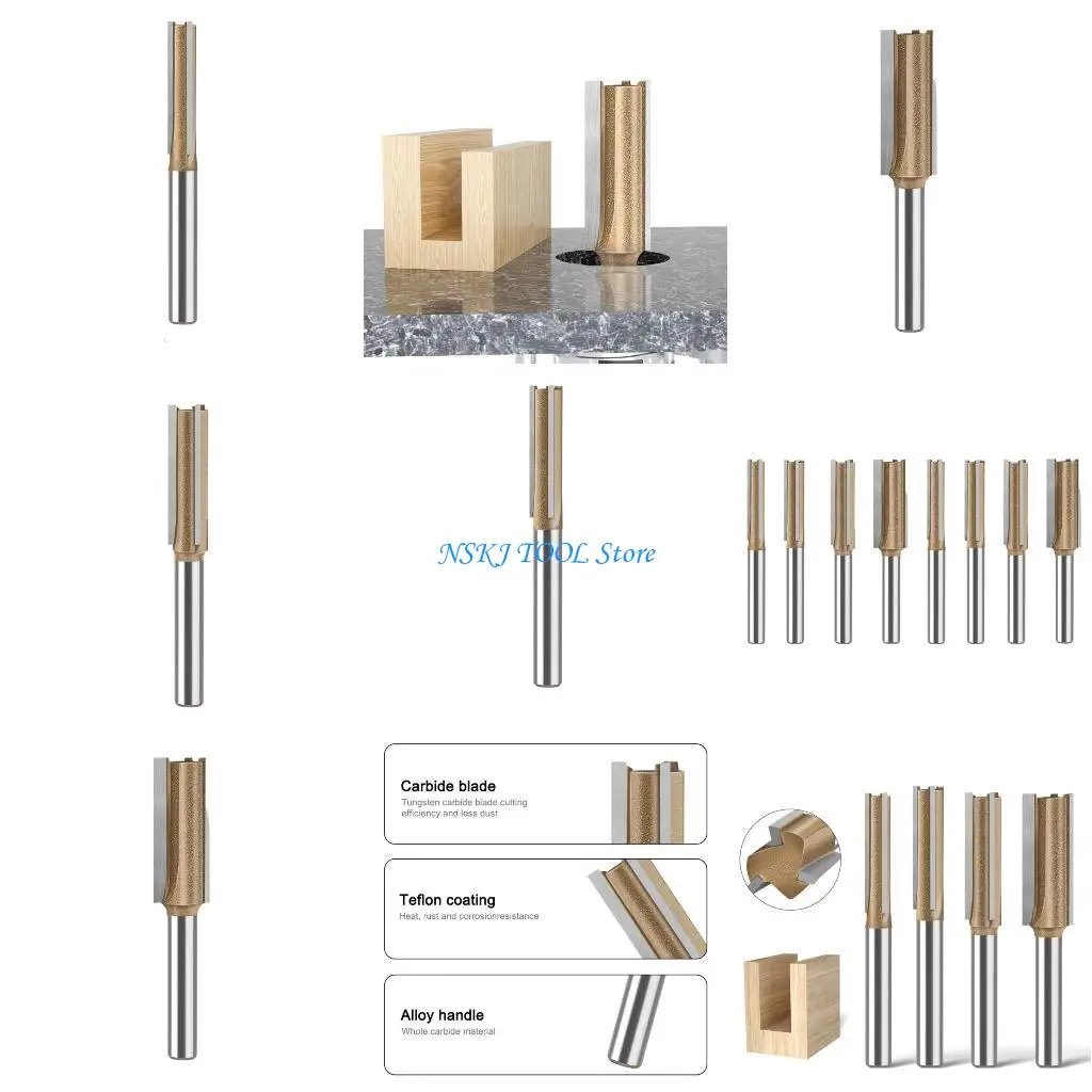 

L8RC Straight Bit 1/4inch Woodworking Slot Milling 3 Flute Long Router Bit Tool