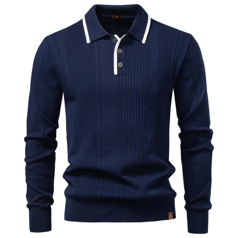 2025Autumn and Winter New European Size Turn-Down Collar Men's SweaterpoloHalf Zipper High Quality Knitted Sweater Men's Clothin