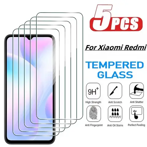 5Pcs Tempered Glass For Xiaomi Redmi Note 12T 12R 13 Pro 14 4G 5G Note 12 Pro+Screen Protector Redmi 13C 13R 14R 12 12C