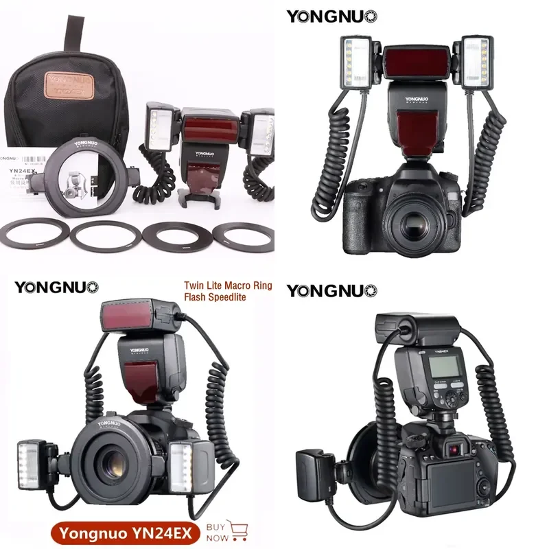 Brand For Yongnuo YN24EX YN24 EX E-TTL Twin Lite Macro Ring Flash Speedlite for Cameras with Dual Flash Head 4pcs