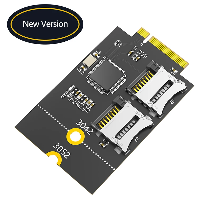 

NEW 3042/3052 M.2 B Key USB Bus to Dual Micro SD TF Card T-Flash Reader Adapter Riser Card M2 NGFF Key-B WWAN Slot for Laptop PC
