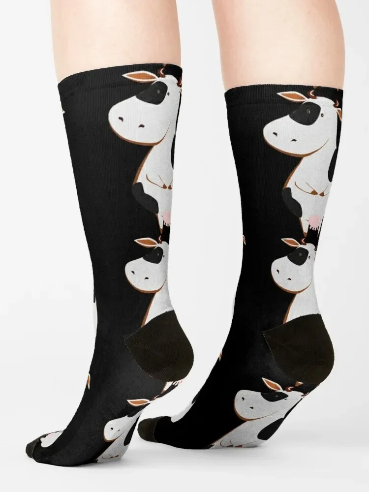 Calcetines antideslizantes de fútbol para hombre y mujer, medias de vaca blanca con puntos negros, regalo divertido para amantes de las vacas de Navidad, Vintage