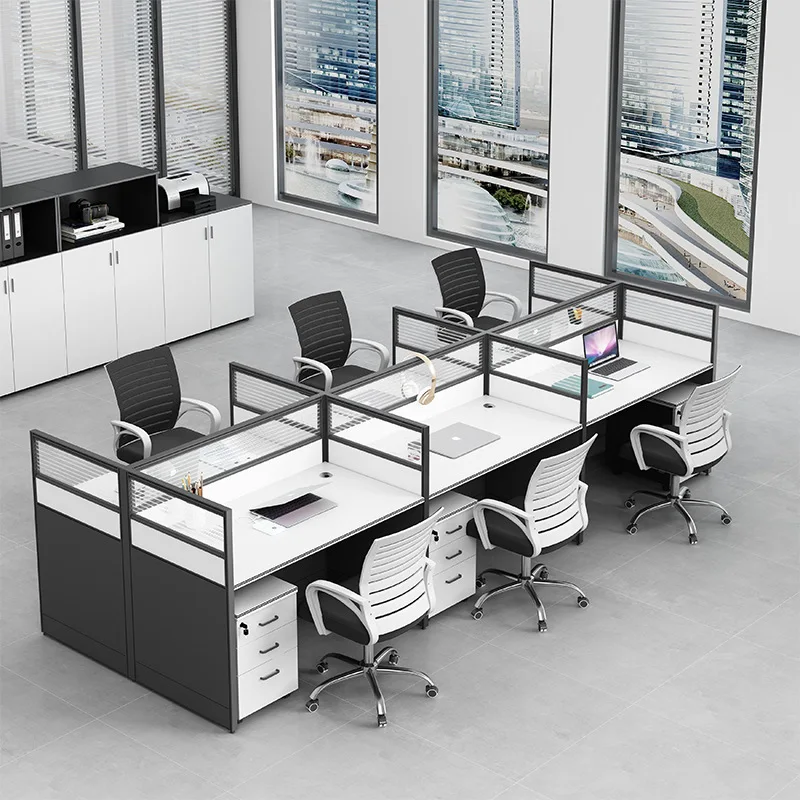 

Staff desk, desk and chair combination computer desk, simple office furniture, staff desk, office card space, partition screen