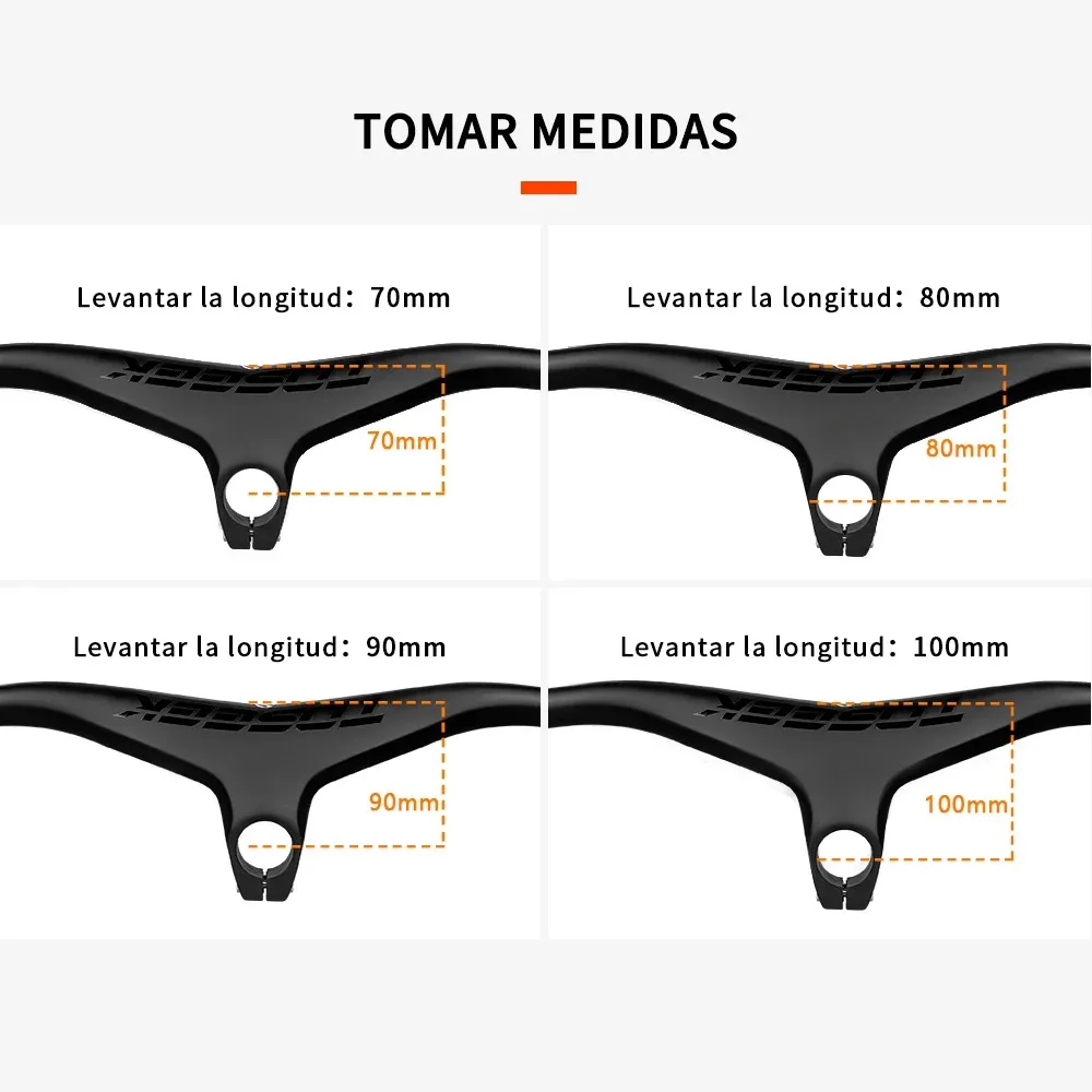 TOSEEK Carbon Mountain Bike Handlebars and Stem 28.6mm -17° Integrated Mtb Handlebar 660~800-70/80/90/100mm Bicycle Parts