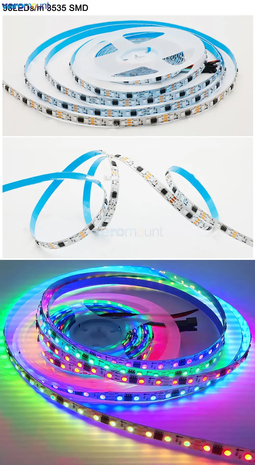 Imagem -05 - Pixel Endereçável Led Strip Largura Estreita mm Pcb Ws2811 Dc12v 24v 84 Leds 96leds m 5050 3535 Rgb Fita Led Flexível Ip20 5m