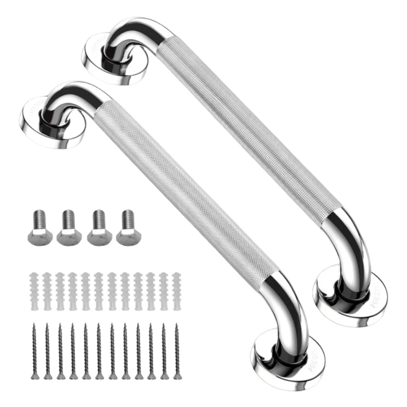 Pack of 2 Practical Anti Slip Shower Grab Bar 12Inch Sturdy Stainless Steel Materials for Bathroom and Toilet Support