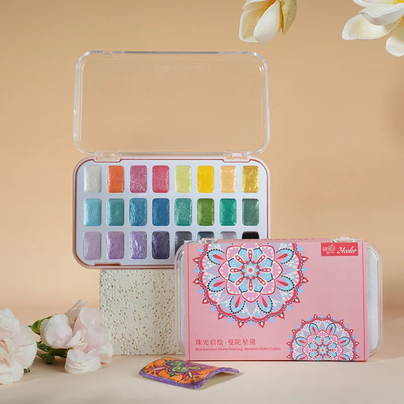 ألوان مائية لؤلؤية يابانية 24 لونًا أصباغ مائية متعددة الأغراض ومتعددة الاستخدامات