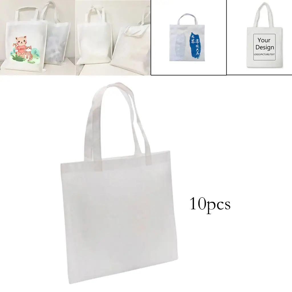 10pcs Lightweight Sublimation Shopping Bag DIY Grocery Tote Bag with Handles