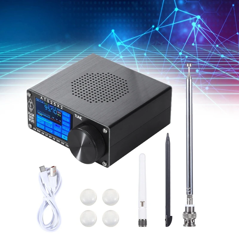 ATS25X2 Full Band FM/LW/MW/SW/SSB Spectrum Scan Receiver Touch Screen Stereo Receiver Black