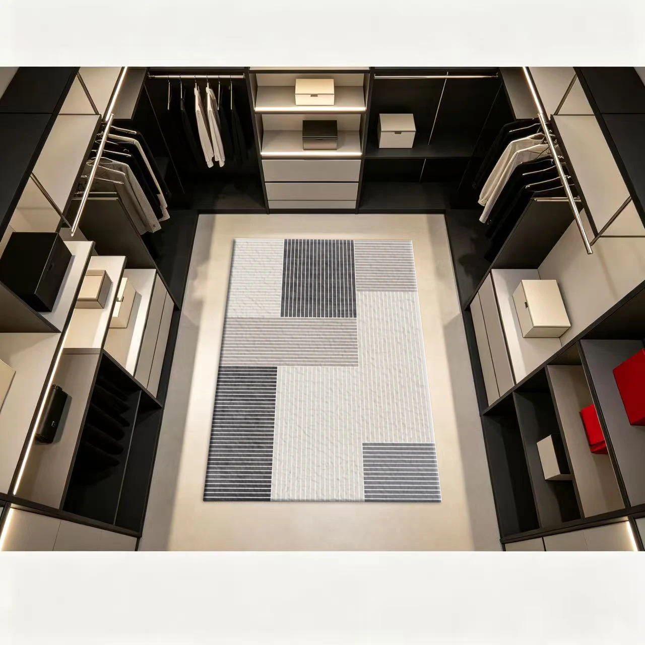 Grey White Striped Patchwork Carpet Modern Geometric Pattern Home Carpet Home Decoration Floor Carpet