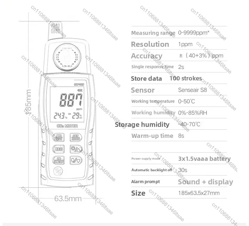 Accessories carbon dioxide detector environmental monitor test co2 gas