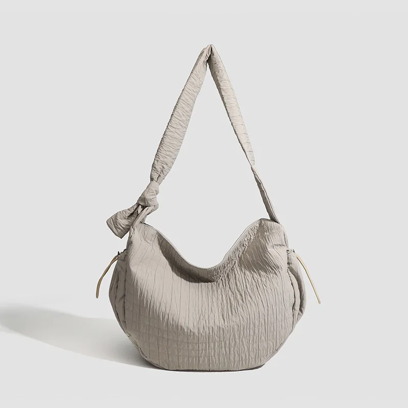 

2025 K-Style Pleated Tote Bag - Drawstring Crossbody Hobo Bag for Women, Relaxed Shoulder Purse