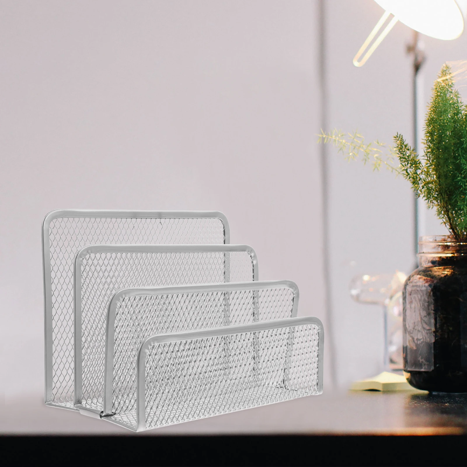 

Silver Metal Desk Organizer Modern Design File Holder Mail Mail Desk Organizers Organizer Rack Home Office Supplies