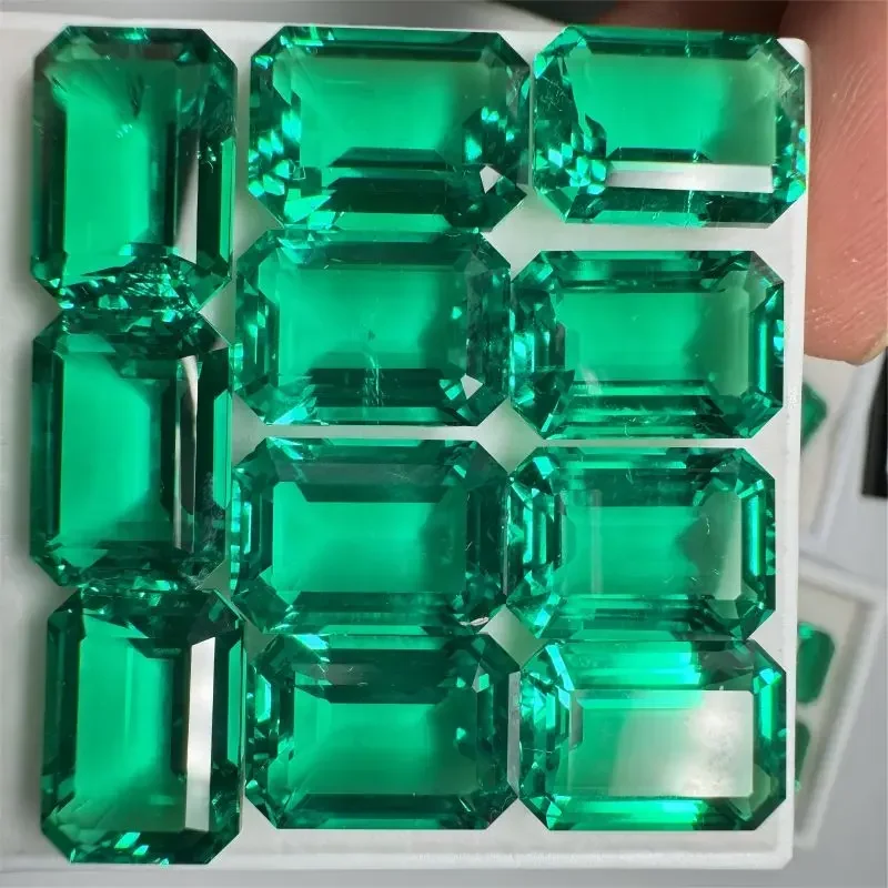 

Lab Grown Emerald Stones Hand-cut Hydrothermal with Inclusion Emeralds 10x14mm Gemstone for Diy Jewelry Making