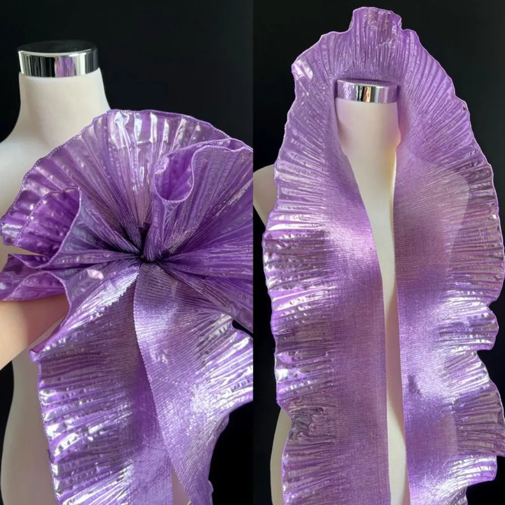 

Metallic Lustrous Big Wave Lace Fabric 1 Yard 15cm Wide Pleat Mesh Organza DIY Styling Sewing Ruffle Dress Accessories