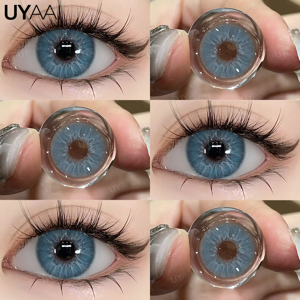 UYAAI 1 Pair High Quality Colored Pupils for Eyes Korean Fashion Lenses Blue Eye Contacts Natural Gray Colored Lenses for Woman