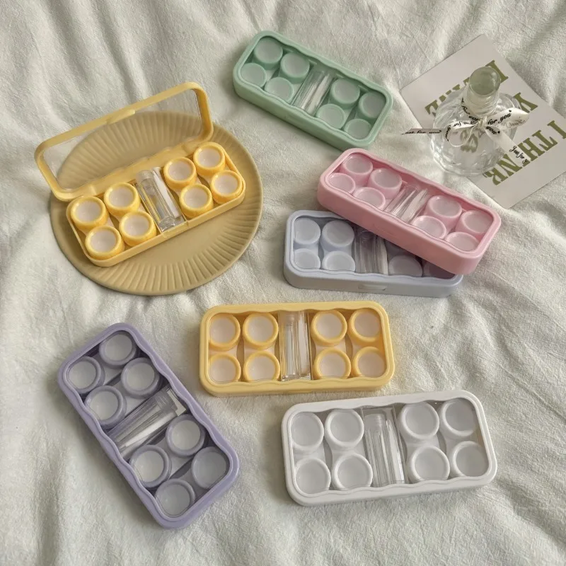 

4-Pack Pure Color Contact Lens Case Leak-Proof Minimalist Lens Care Kit for Travel Casual Korean Fashion Contact Lens Cases