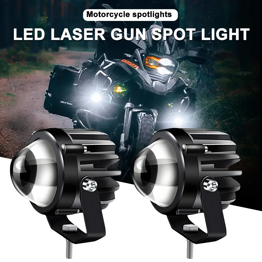 Motorcycle 3000K 6000K 7cm Dual Color Projector Lens Laser Spotlight Fog Lights Led Spot light Moto Fog Lamp
