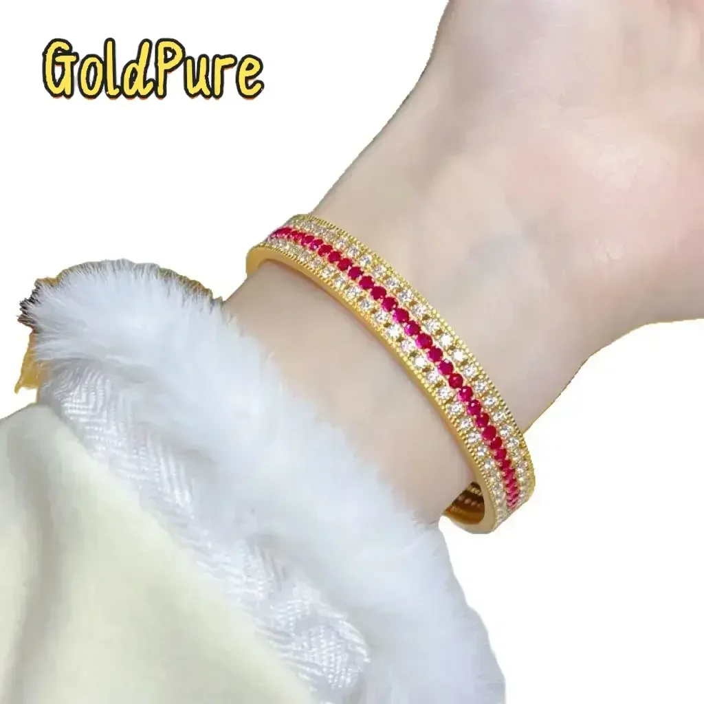 

Браслет Goldpure Point Diamond Flashing Rose из золота 9999 пробы (24K) с тремя рядами бриллиантов, на защелке, для подарка девушке