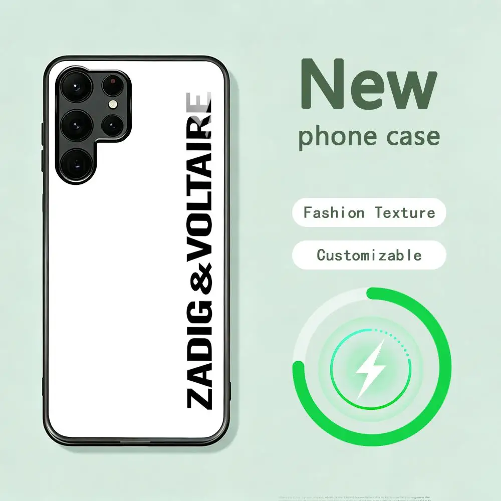 Funda Magnética de Vidrio para Teléfono Samsung S26 S25 S24 S23 S22 S21 S20 Plus Ultra Note20, Diseño Francés de Moda Z-ZADIGES & VOLTAIRE