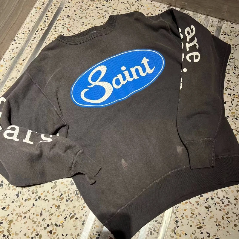 

Saint Pullovers Американский тяжелый тканевый скейтборд Уличный свободный хип-хоп Do Old Wash толстовки с капюшоном и длинными рукавами