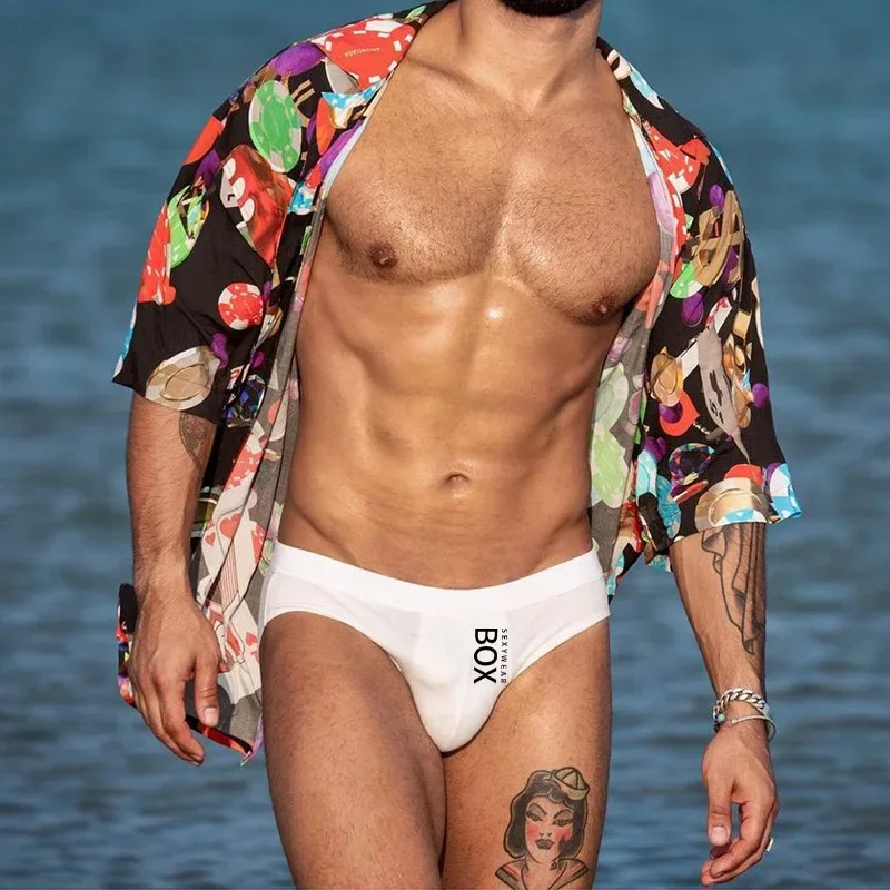 Mens Swimming Trunks Sexy Low Waist Tight Fitting Bikini Briefs Quick Dry Sports Swim Surfing Beach Short Fashion Men Swimwear